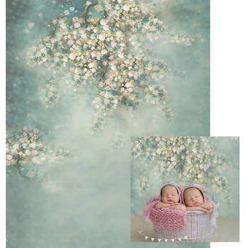 

Newborn Baby Shower Floral Backdrop for Photography Printed White Pink Flowers Retro Style Kids Photo Studio Portrait Background