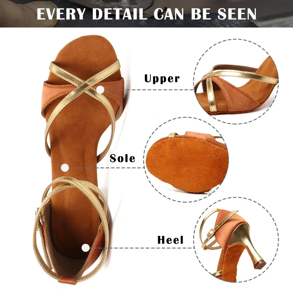 SWDZM Latin Dance Shoes Women Girls' Ballroom Tango Salsa Dancing Shoes For Ladies Soft Bottom High Heeled Sandals 5/7/8.5cm dance shoes