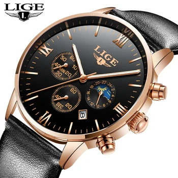 

LIGE New Mens Watches Top Brand Luxury Military Sport Watch Men Leather Waterproof Clock Quartz Wristwatch Relogio Masculino+Box