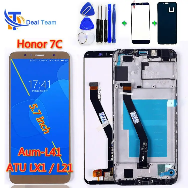 

Deal Team Lcd Display 5.7 inch For Huawei Honor 7C aum-L41 Aum-L41 ATU LX1 / L21 Touch Screen Digitizer Assembly Frame with Gift