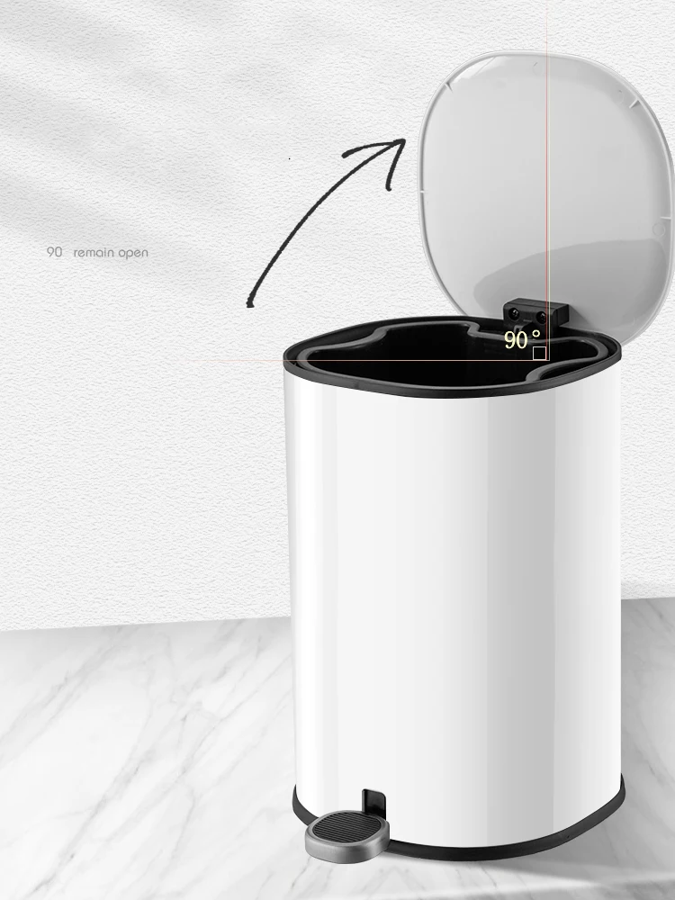 

Stainless Steel Foot Pedal Pressing Household Kitchen Toilet Trash Can Practical Office Waste Bin Bathroom Bedroom Bucket LA36