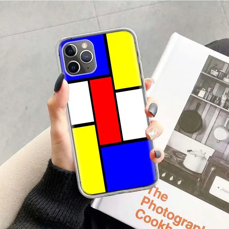 Mondrian сетчатый чехол для Apple iphone 11 Pro XS Max XR X 7 8 6 6S Plus 5 5S SE 10 десять Подарочный силиконовый чехол для телефона