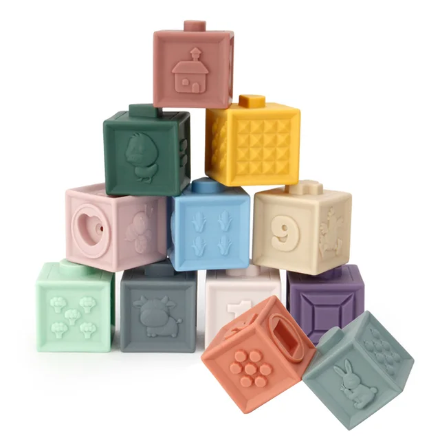 Baby Capture Toys Sensory Silicone Educational Building Blocks 3D Touch Hand Soft Balls Baby Massage Rubber Teethers Squeeze Toy 1