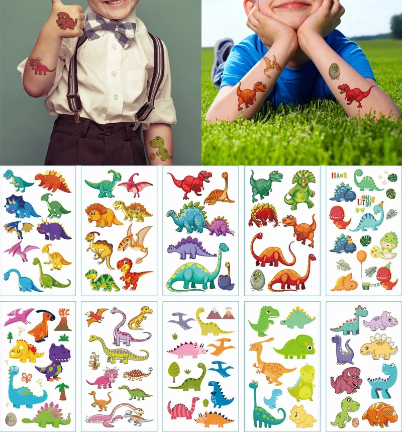 Discount Sticker Waterproof Tattoos Tyrannosaurus Hand-Foot-Tatouage Kids Children for Boy 10pcs AANa1D6jx