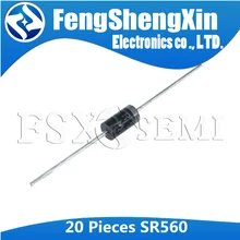 20pcs/lot SR560 60V 5A SB560 schottky diode Rectifier DO-27