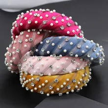 Новая мода темперамент губка Стразы Жемчуг диких оголовье личности преувеличенный мяч шоу Подиум оголовье 734