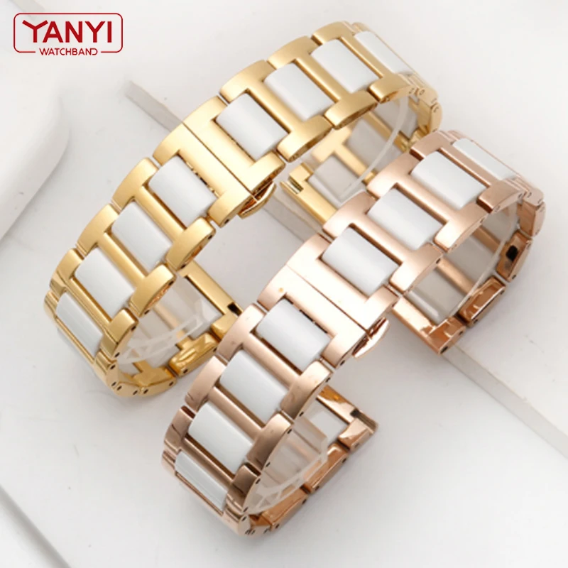 Ceramic Bracelet in stainless steel watchband  12 13 14 15 16 17 18 20 22mm watch strap women man fashion wristwatches band