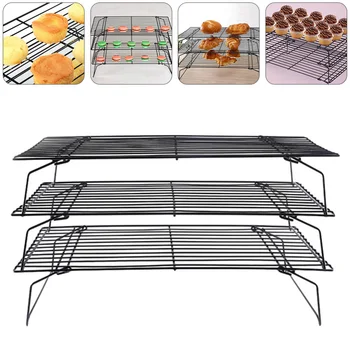 

1pc Three Layer Durable Stainless Steel Practical Cooling Grid Tray for Cake Hotel Friends Bake Shop Baker Party Kitchen