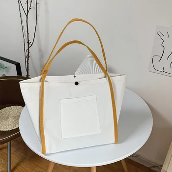 

Canvas Shoulder Bag Fashion Large Capacity Shopper Bag Casual Simple Korean Style Big Handbags Women's Bag Travel Tote Bag 2020