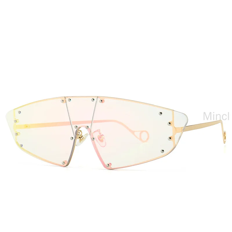 pink lens Модные женские солнцезащитные очки без оправы Роскошные модные зеркальные солнцезащитные очки в дизайнерской металлической оправе FML - Цвет линз: pink lens