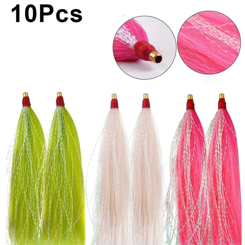 10 Pz Bucktail Teaser Esche Da Pesca Gonna Jig Bait Flounder Fluke Rigs Affrontare Acqua Salata Bass Fishing Lure Accessori