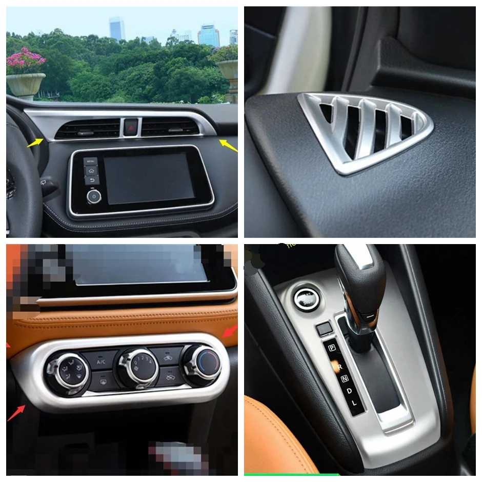 

Matte Interior Refit Kit Central Air AC Control Panel / Stalls Gear Shift Box Frame Cover Trim Fit For Nissan Kicks 2016 - 2020