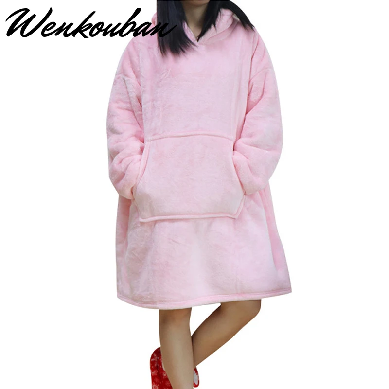 Women Hoodies Sweatshirts Plush Hoodies Warm Sweatshirt winter Hooded Coats Soft Bathrobe Fleece Blanket Moletom Feminino