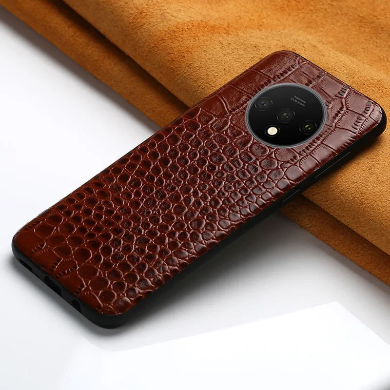 Коричневый Genuine Leather Case For Oneplus 7T 7 Pro 6 6T 7TPRO Phone Cover for One Plus 7T 5 5T 7 7 Pro 7T Pro luxury 360 Full Case Armor - Цвет: Коричневый
