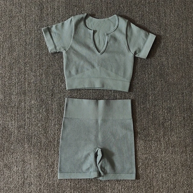 2/4/6PCS Seamless Women Yoga Set Workout Sportswear Fitness Bra Sport Pants Gym Clothing High Waist Leggings Shorts Sports Suits Blue