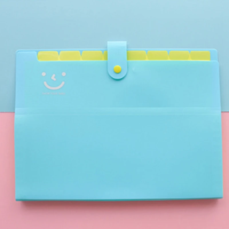 Cute Smile Face 8 Grids Organ Bag A4 Document Bags Organizer Paper Holder Business Expanding File Folder Office School Supplies