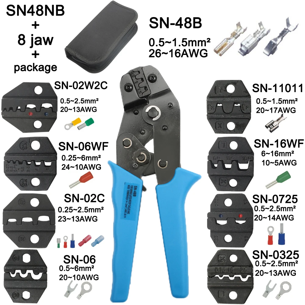 Обжимные плоскогубцы челюсти SN-48B SN-02C SN-06WF SN-11011 SN-02W2C SN-0325 SN-0725 SN-16WF высокая твердость челюсти костюм наборы инструментов