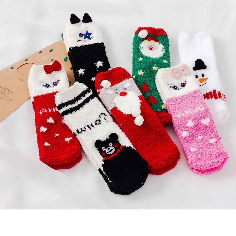 6 пар/упак. рождественские мягкие фланелевые носки теплые утолщенные Носки для сна с героями мультфильмов для мужчин и женщин