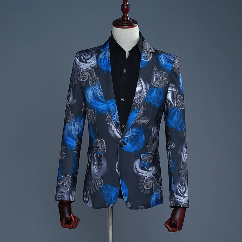 COOFANDY Men's Floral Tuxedo Jacket Rose Embroidered Suit Jacket Wedding Prom Di
