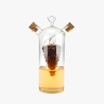 

2-in-1 High Borosilicate Glass Caster Two Mouth Oil Vinegar Bottles Soy Sauce Bottle Oil Vinegar Cruet