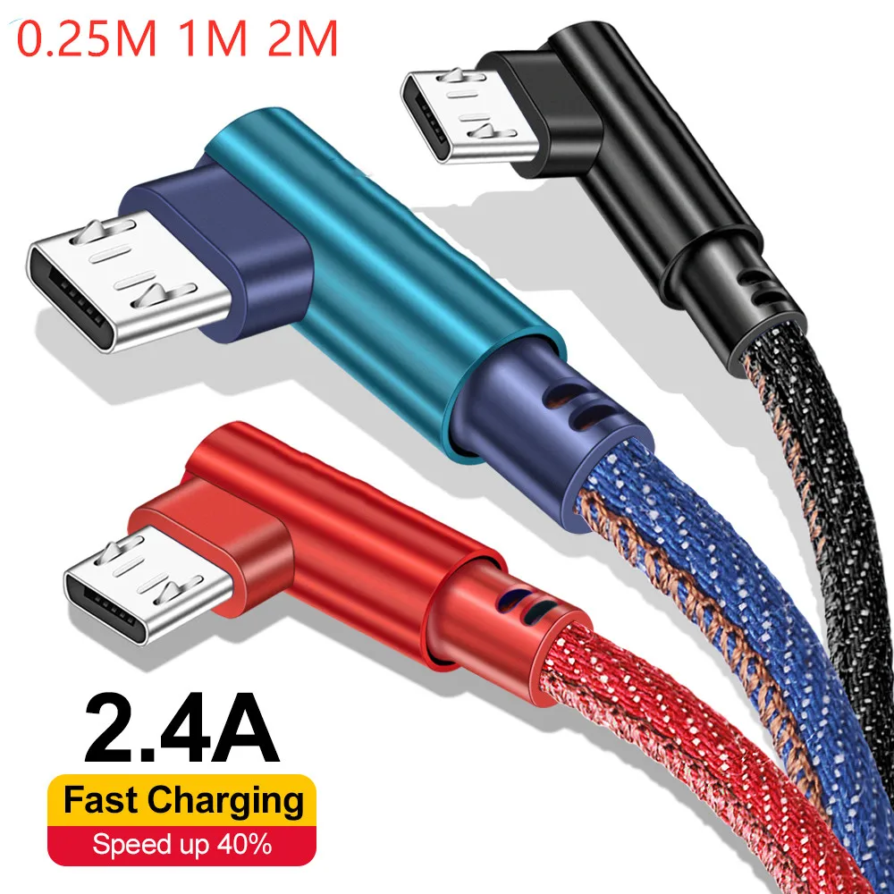 90 Degree USB Type C Cable 1m 2m 2.4A Fast Charging Type-C USB 3.0 Charger Adapter For Samsung Xiaomi Tablets mobile phone cable