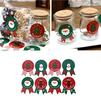 

25# 96pcs Christmas Navidad Label Stickers Baking Cookie Candy Package Decoration Santa Claus Snowman Decor Pegatinas De Pared