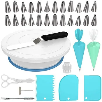 

GESEW Cake Tools 54pcs/set Cake Decorating Tools Icing Turntable Set Platform Cup Rotating Plate Revolving Cake Baking