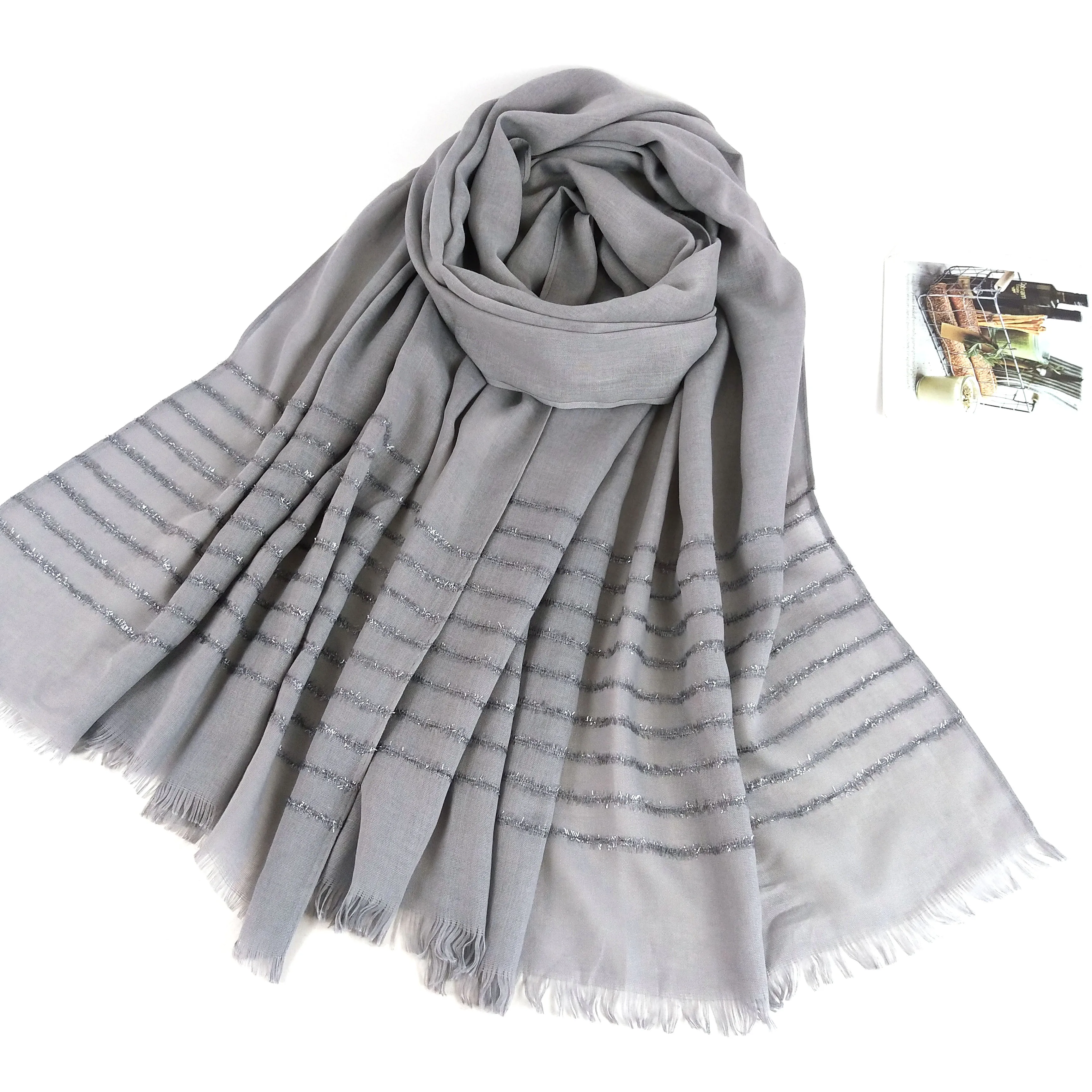 B7 10pcs High quaity shiny crinkle viscose women scarf maxi hijab muslim shawl long wrap plain headband can choose colors