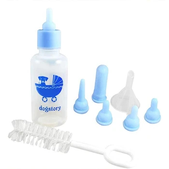 

AFBC Pet Nurser Nursing Feeding Silicone Bottle Kits with Replacement Nipples,Milk Water Feeding For Kittens Puppy Hamsters Gerb