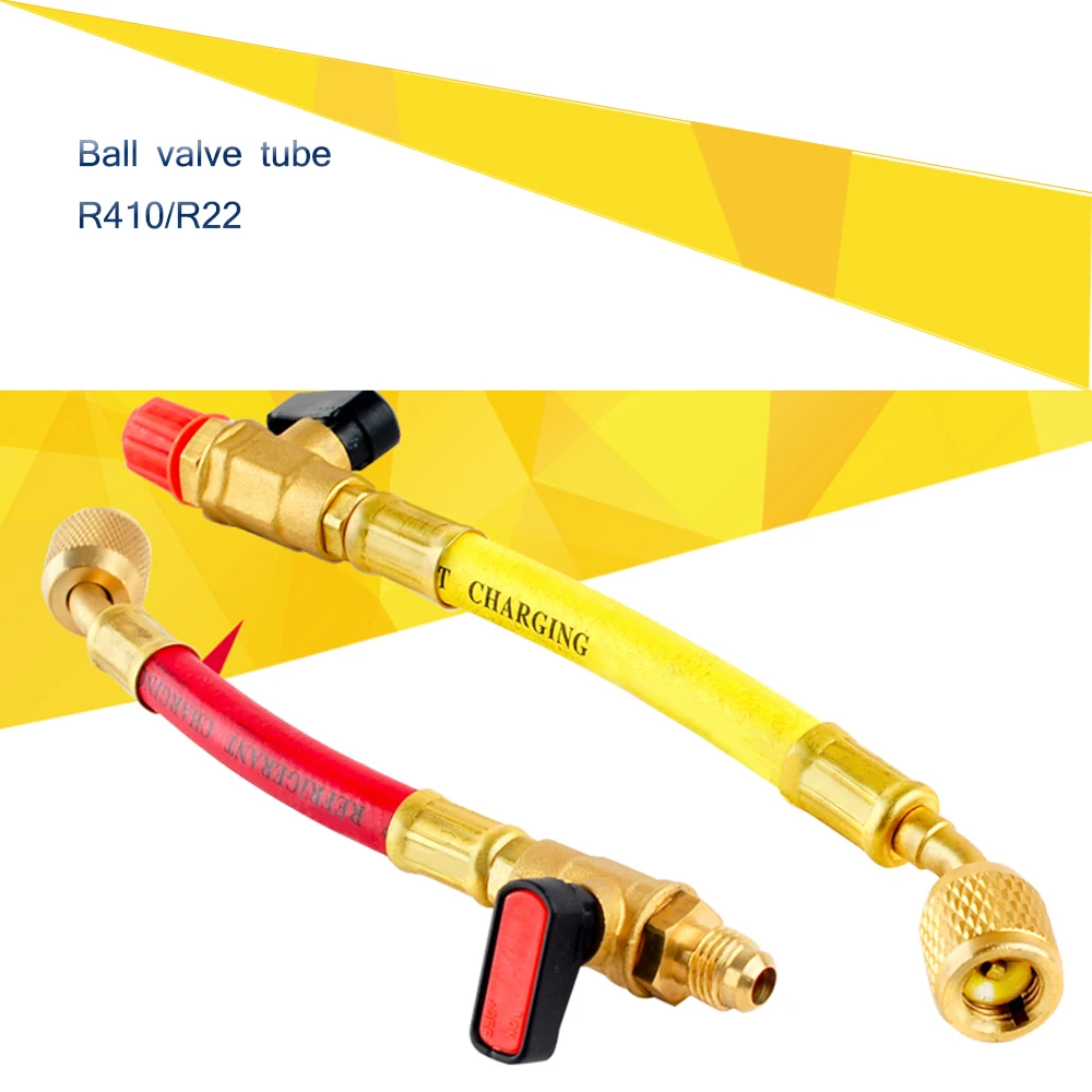 

R410-BV R410-RV R410-YV R410 Heavy Duty Charging Hose dosing tube With Ball Valve Refrigerant tools 800PSI frigerant