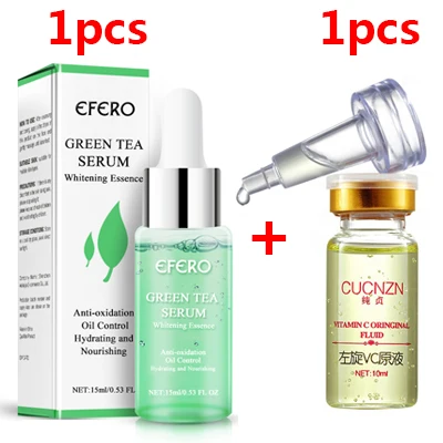 2Bottle EFERO зеленый чай отбеливающая эссенция Сыворотка для лица усадочная пор Витамин С крем для лица Уход восстановление акне Увлажняющая сыворотка для лица - Вес нетто: 2Bottle