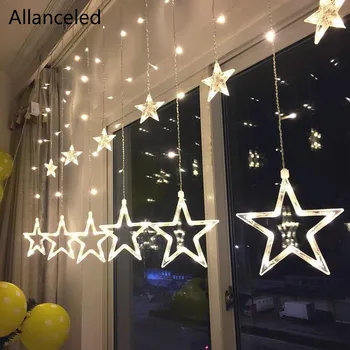 

LED Curtain String Lights Pentagram Star Light Fairy Wedding Birthday Christmas Lighting Indoor Decoration 220V EU plug IP44