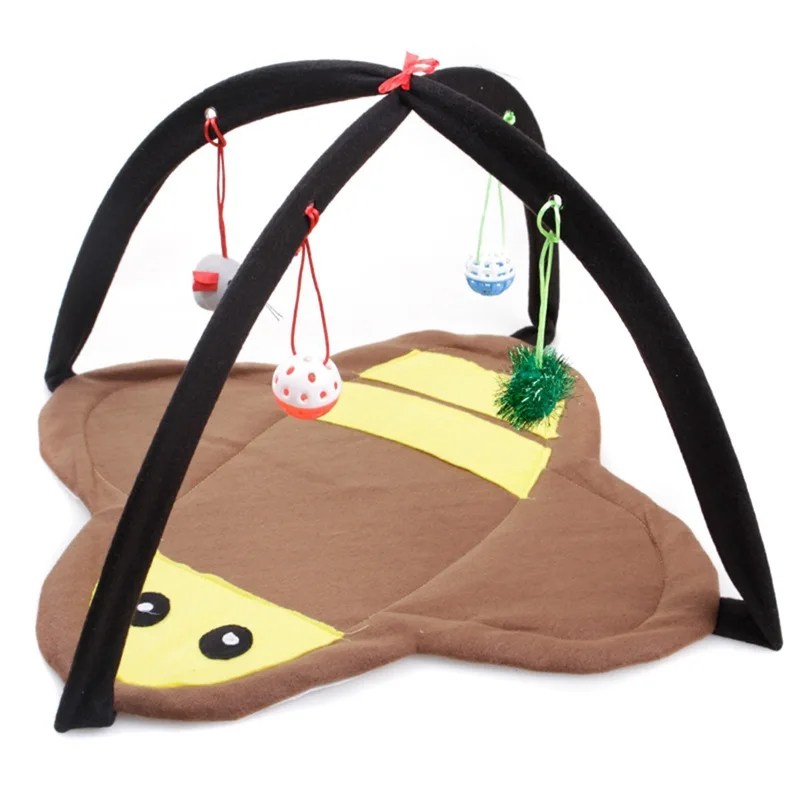 

Pet Cat Bed Cat Play Tent Toys Mobile Activity Playing Bed Cat Bed Blanket House Kitten Sleep Bed Foldable Cat Mat with Ball