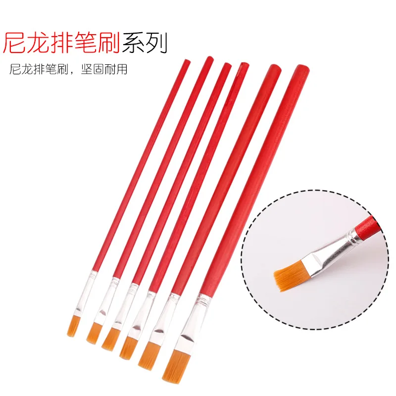 6 набор красный стержень нейлоновая вата масляная краска s пигментные акварельные краски ручка промышленная краска щетка широкая щетка, включающая ряд пенообразных щеток