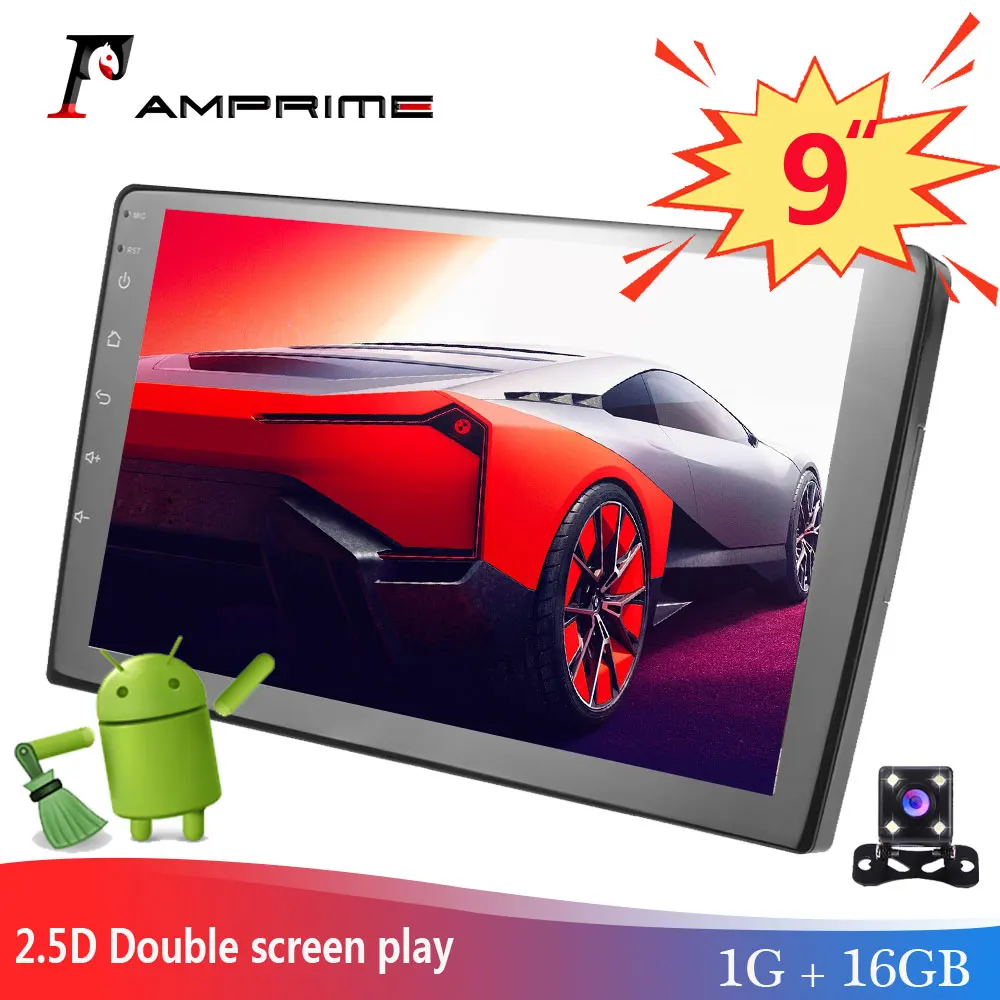 Автомобильный мультимедийный плеер AMPrime 9 &quot Android 2 din стерео радио Bluetooth wi fi Mirrorlink