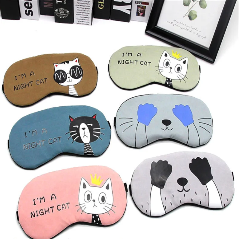 Cartoon Nette Katze Augenklappe Schlaf Maske Lustige Anime Baumwolle