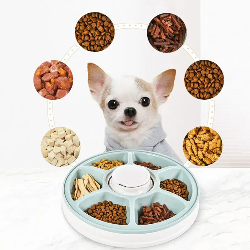 Pet Automatic Feeder for Cats Dogs, Timed Food Dispenser 6 Meal Trays Dry Wet