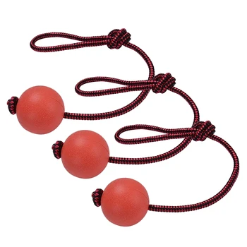 

Dog Rope Ball, 3 Pcs Ball on a Rope Dog Toy Natural Elastic Solid Rubber Dogs Balls Chew Toys for Small Dogs