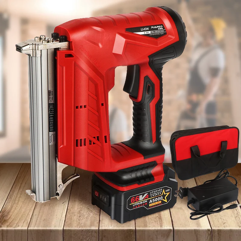  Portable rechargeable lithium battery nail gun Woodworking power tools Straight nail U nail optiona