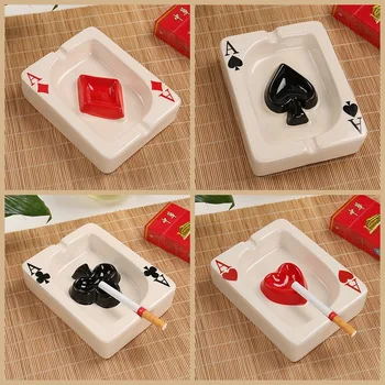 

Lighters & Smoking Accessories Ashtrays, Creative ceramic ashtray, poker red square ashtray