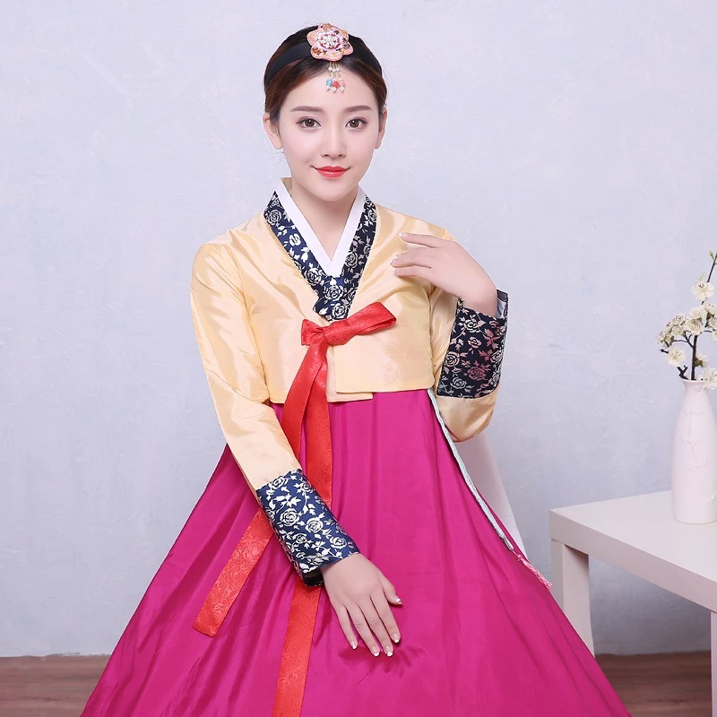 9 видов цветов, традиционная корейская одежда для женщин, платье ханбок, древний костюм, Ретро стиль, корейская мода, одежда для сцены - Цвет: Color4