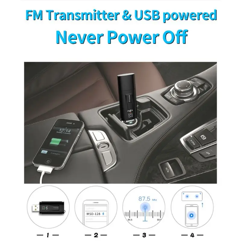 Автомобильный USB Bluetooth 5,0 приемник адаптер fm-передатчик беспроводной адаптер
