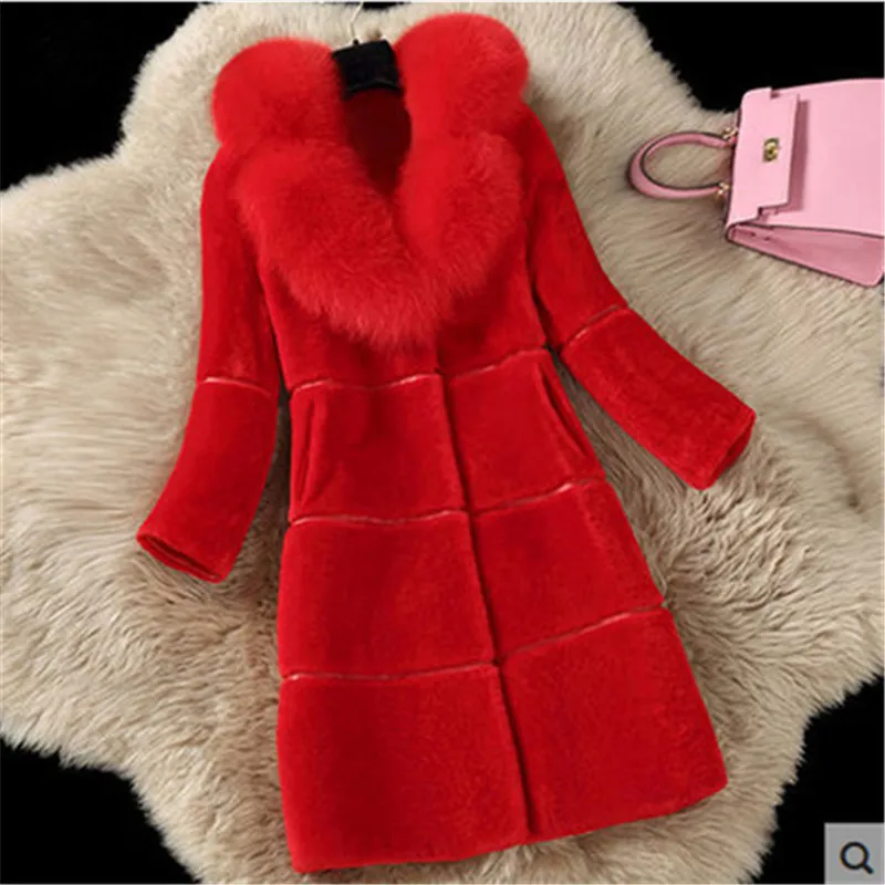 

Autumn Winter Women High Puality Velvet Coat Sheep Female Long 2020 New Mother Copy Fox Fur Fur Fur Coat Big Yards
