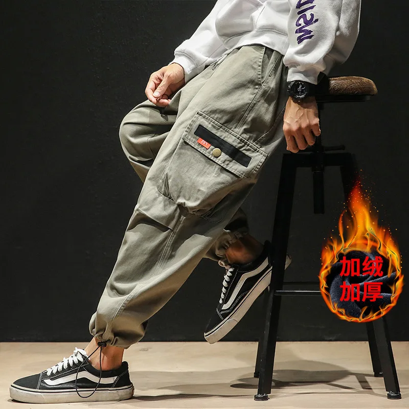 

2019 Hk1933 plus Velvet Japanese-style Macheda Large Size Beam Leg Workwear Pants with Velvet M-5x HK11