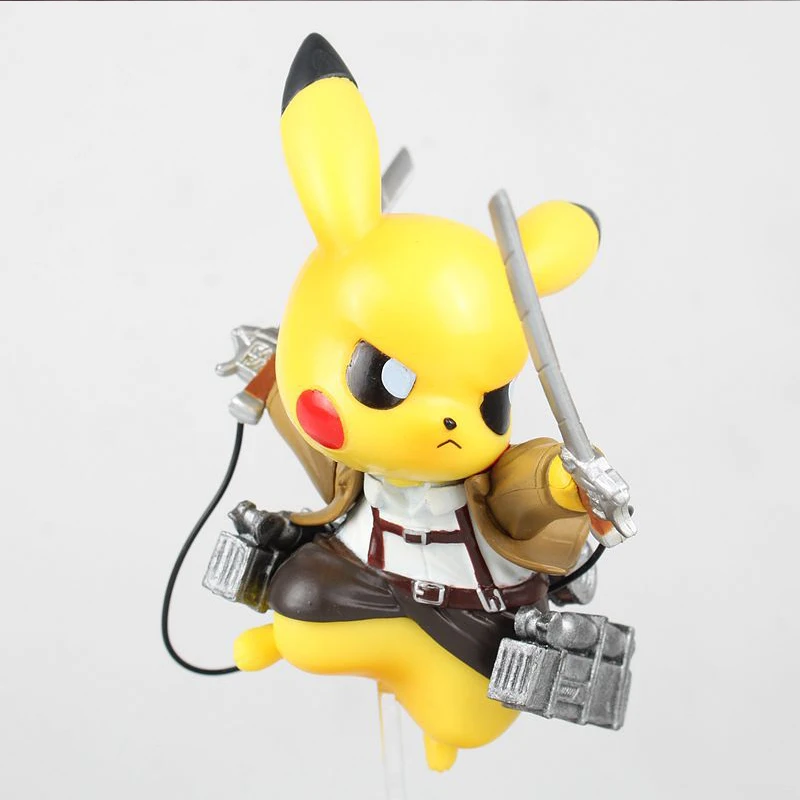 

Attack on Titan Pikachu Action Figure Japanese Anime Model 20CM pikachu Cosplay on Levi·Ackerman Wings of Liberty