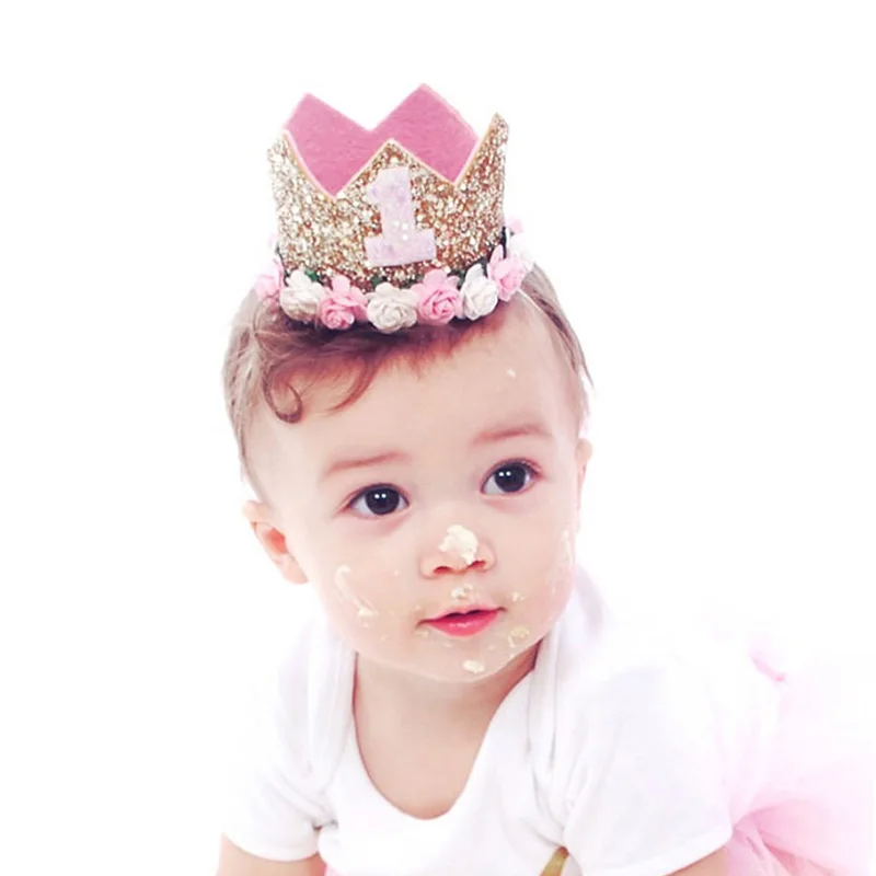 Шляпы для вечеринки по случаю Дня рождения декоративная крышка первый один праздничный колпак Принцесса Корона 1-й 2-й 3-й год Номер День Рождения украшения ребенка