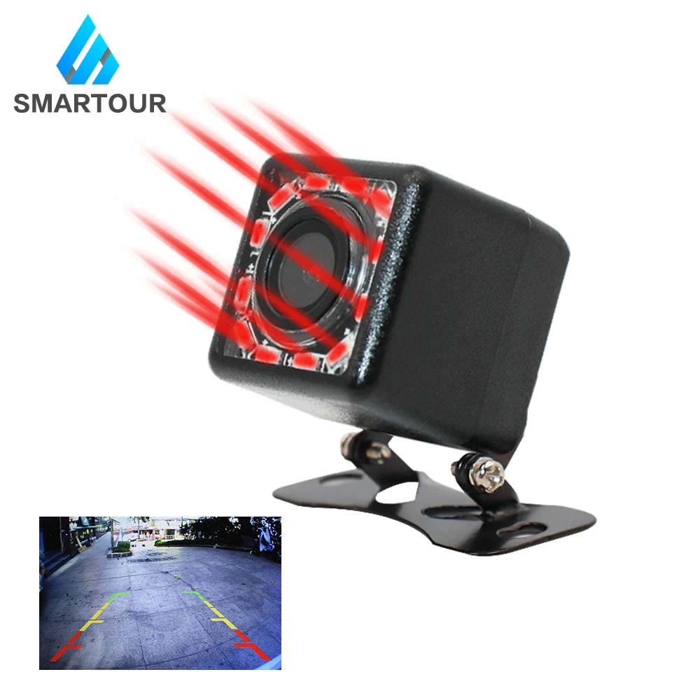 Серебристый Smartour Автомобильная камера заднего вида 4 светодиодный монитор ночного видения с функцией парковки CCD водонепроницаемый HD видео 140 градусов - Название цвета: Серебристый