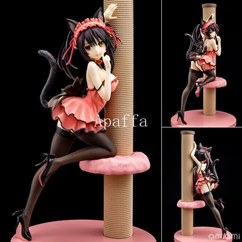 

24cm Tokisaki Kurumi Figure Dress Cat Ver. Nightmare Anime Date A Live PVC Nekomusume Sexy KADOKAWA Model Toy