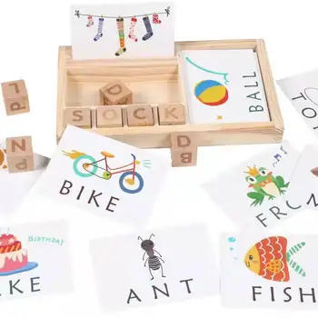 

Baby Kids Early Learning English Educational Wooden Toy Cognitive Puzzle Cards Montessori Materials Math Toys Gifts For Children