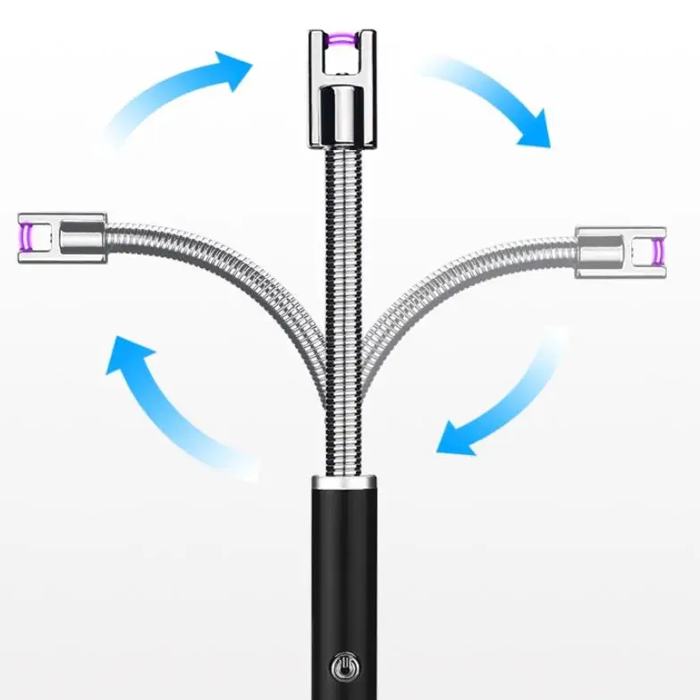 360 Degree Rotation Pulse Arc Lighter Kitchen and BBQ Electronic Lighters Rechargeable USB Portable Windproof Lighter